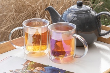 Logotrade promotional product image of: Deluxe double wall electroplated glass mug