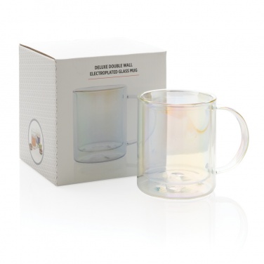 Logo trade promotional merchandise photo of: Deluxe double wall electroplated glass mug