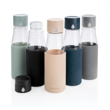 Logo trade promotional giveaway photo of: Ukiyo glass hydration tracking bottle with sleeve