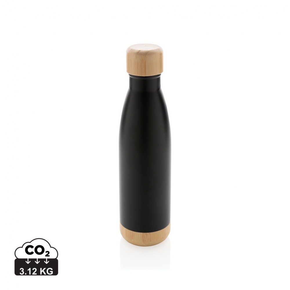Logo trade corporate gifts image of: Vacuum stainless steel bottle with bamboo lid and bottom