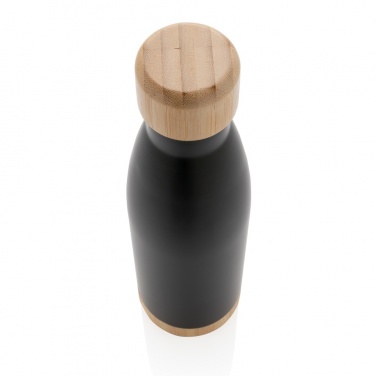 Logo trade promotional gifts image of: Vacuum stainless steel bottle with bamboo lid and bottom