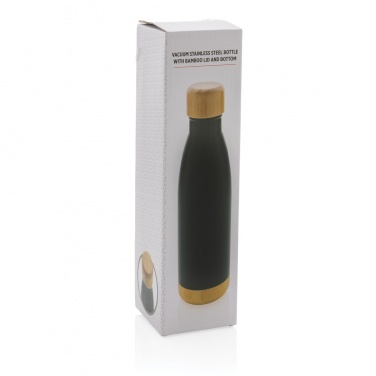 Logotrade promotional gift image of: Vacuum stainless steel bottle with bamboo lid and bottom