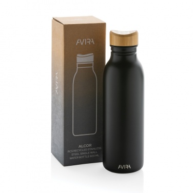 Logo trade promotional merchandise picture of: Avira Alcor RCS Re-steel single wall water bottle 600 ML