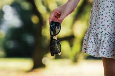 Logo trade promotional giveaways image of: Bamboo and RCS recycled plastic sunglasses