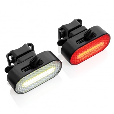 Logo trade corporate gift photo of: Lumino RCS recycled plastic USB re-chargeable bike light set
