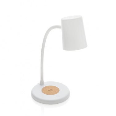 Logotrade corporate gift image of: Zenara RCS recycled plastic and cork 15W wireless desk lamp