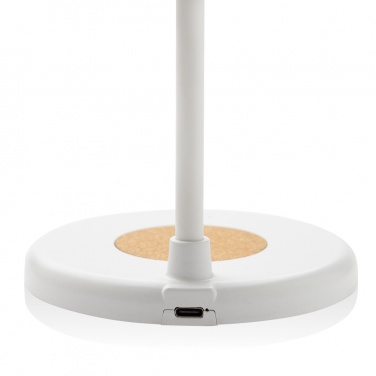 Logotrade promotional gift image of: Zenara RCS recycled plastic and cork 15W wireless desk lamp