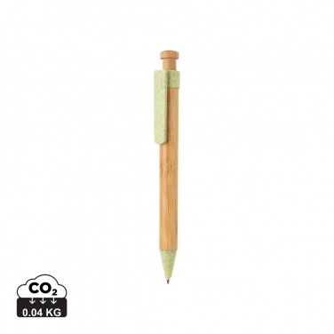 Logo trade promotional merchandise picture of: Bamboo pen with wheatstraw clip