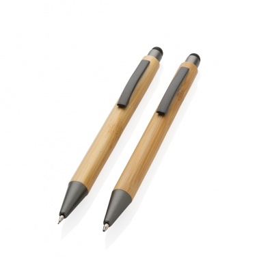 Logo trade advertising products picture of: Bamboo modern pen set in box