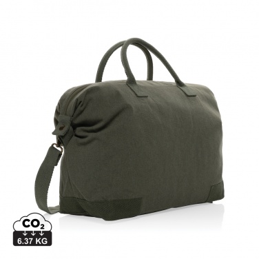 Logo trade corporate gifts image of: Kezar AWARE™ 500 gsm recycled canvas deluxe weekend bag