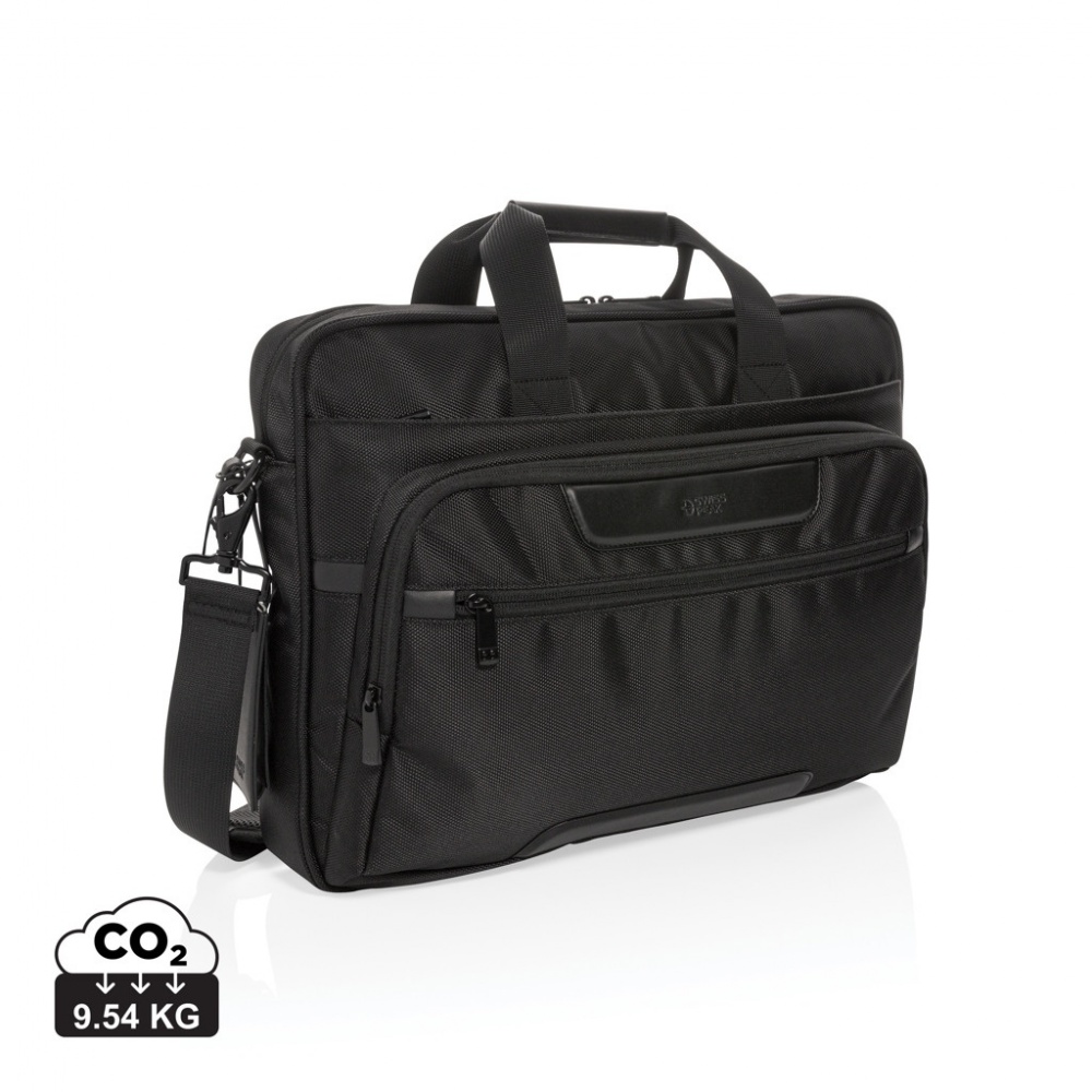 Logo trade promotional merchandise photo of: Swiss Peak RPET Voyager RFID 15.6" laptop bag