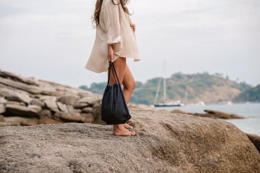 Logo trade promotional items image of: Impact AWARE™ recycled denim drawstring backpack