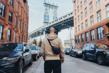 Logotrade promotional gift image of: Crescent AWARE™ RPET half moon sling bag