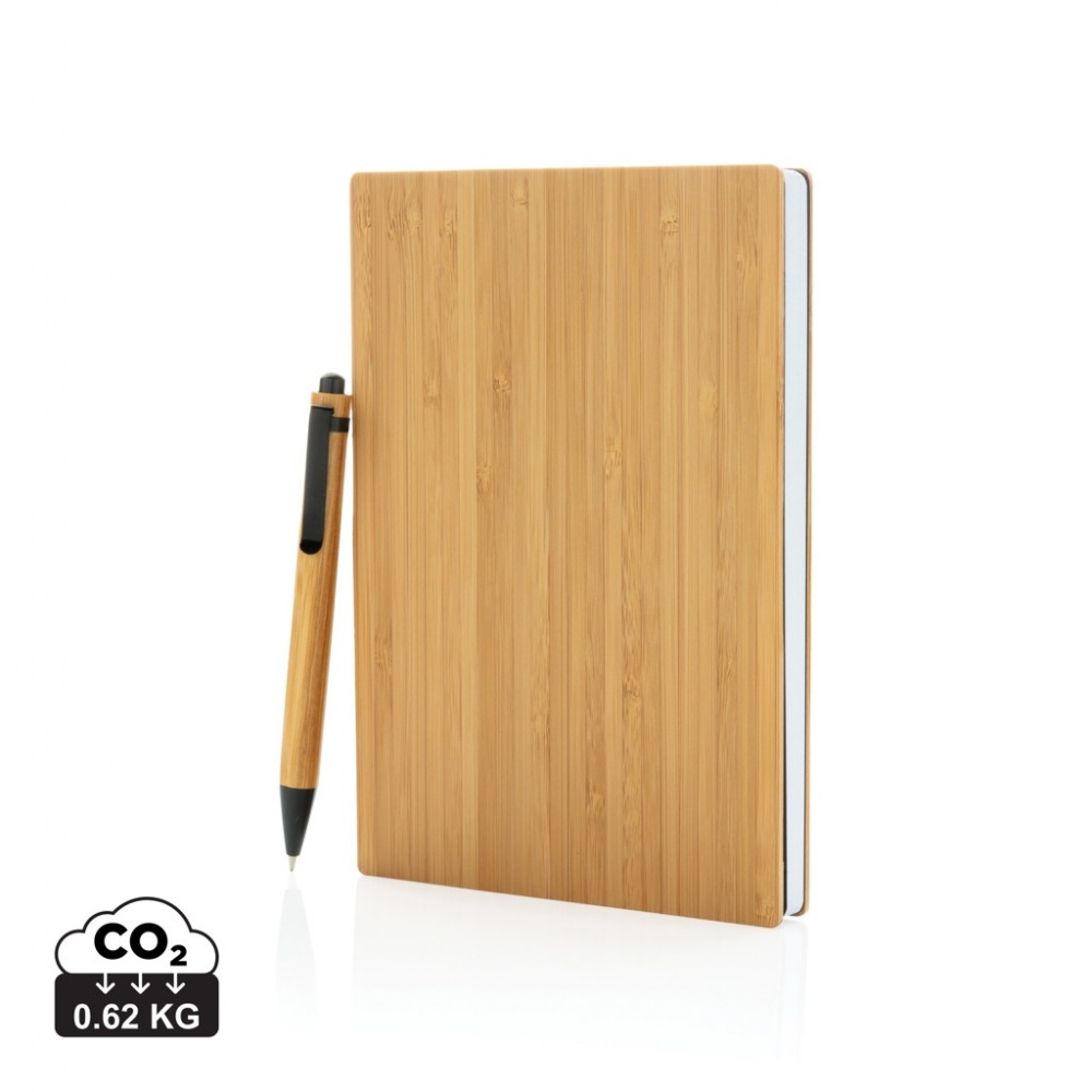 Logo trade promotional giveaway photo of: A5 Bamboo notebook & pen set