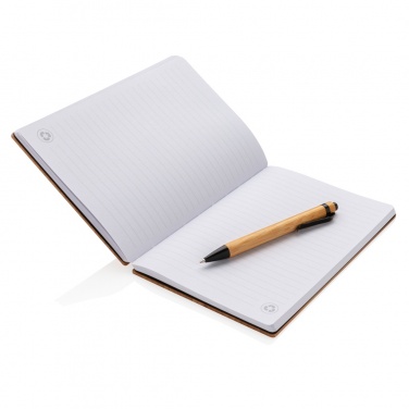 Logo trade promotional gift photo of: A5 Bamboo notebook & pen set
