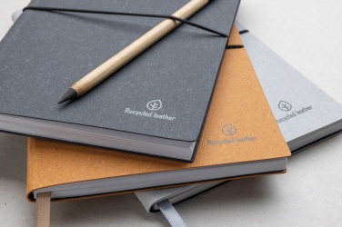 Logo trade promotional merchandise picture of: A5 recycled leather notebook