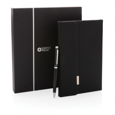 Logo trade promotional giveaways picture of: Swiss Peak deluxe A5 notebook and pen set