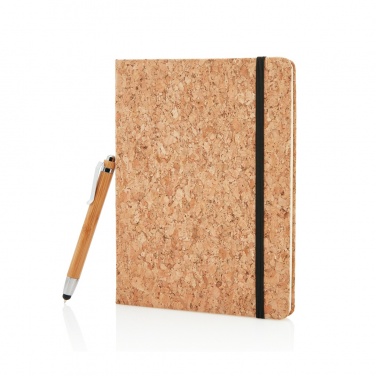 Logo trade business gifts image of: A5 notebook with bamboo pen including stylus