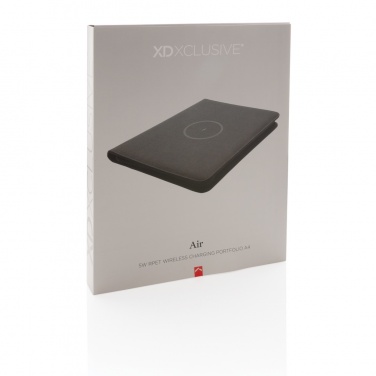 Logo trade promotional item photo of: Air 5W wireless charging portfolio A4 w/ 5000 mAh powerbank