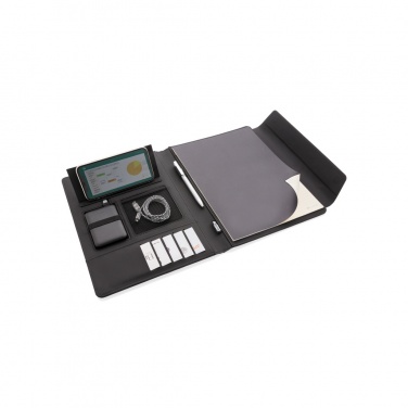 Logo trade business gifts image of: Fiko 5W wireless charging portfolio A4 with powerbank