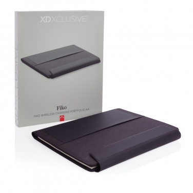Logo trade promotional products picture of: Fiko 5W wireless charging portfolio A4 with powerbank