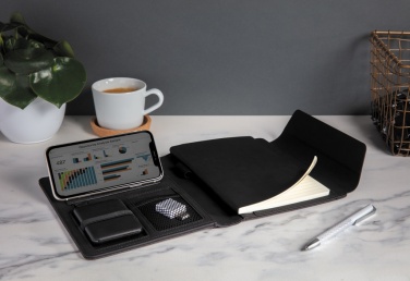 Logotrade business gift image of: Fiko wireless charging A5 portfolio with powerbank