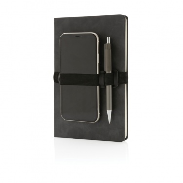 Logotrade promotional item picture of: Deluxe hardcover PU notebook A5 with phone and pen holder