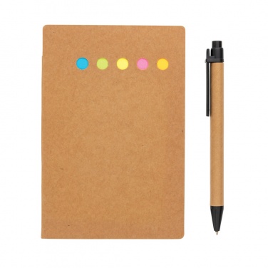 Logotrade promotional gift picture of: Kraft sticky notes A6 booklet with pen