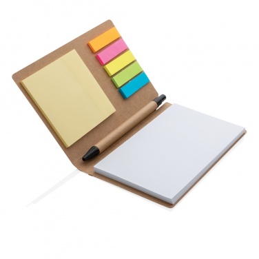 Logo trade business gifts image of: Kraft sticky notes A6 booklet with pen