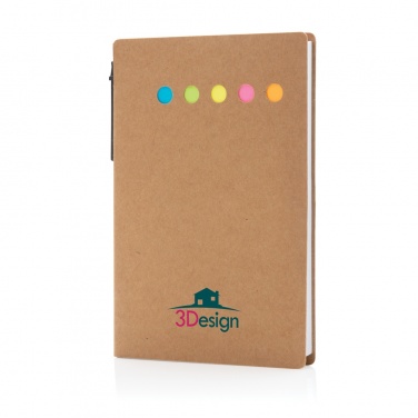 Logo trade promotional gifts picture of: Kraft sticky notes A6 booklet with pen