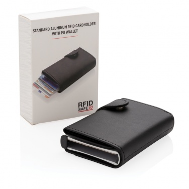 Logo trade promotional gifts image of: Standard aluminium RFID cardholder with PU wallet