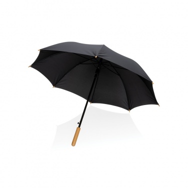 Logo trade promotional gift photo of: 23" Impact AWARE™ RPET 190T auto open bamboo umbrella