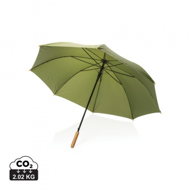 Logo trade promotional product photo of: 27" Impact AWARE™ RPET 190T auto open bamboo umbrella