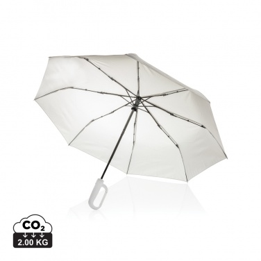 Logo trade promotional giveaways image of: Yara 21" AWARE™ RPET solid colour umbrella with carabiner