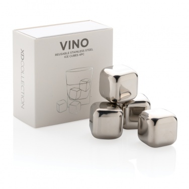 Logo trade promotional giveaways image of: Re-usable stainless steel ice cubes 4pc