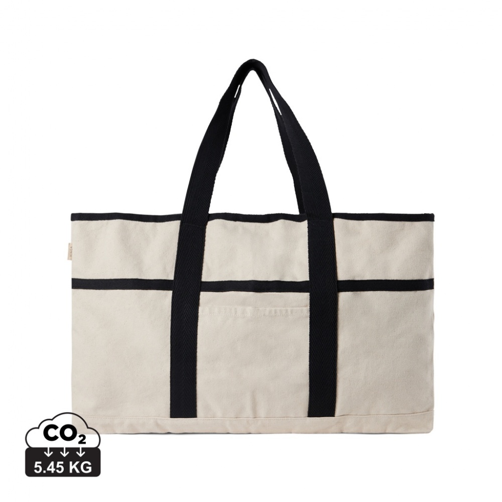 Logo trade promotional giveaway photo of: VINGA Volonne AWARE™ recycled canvas beach bag
