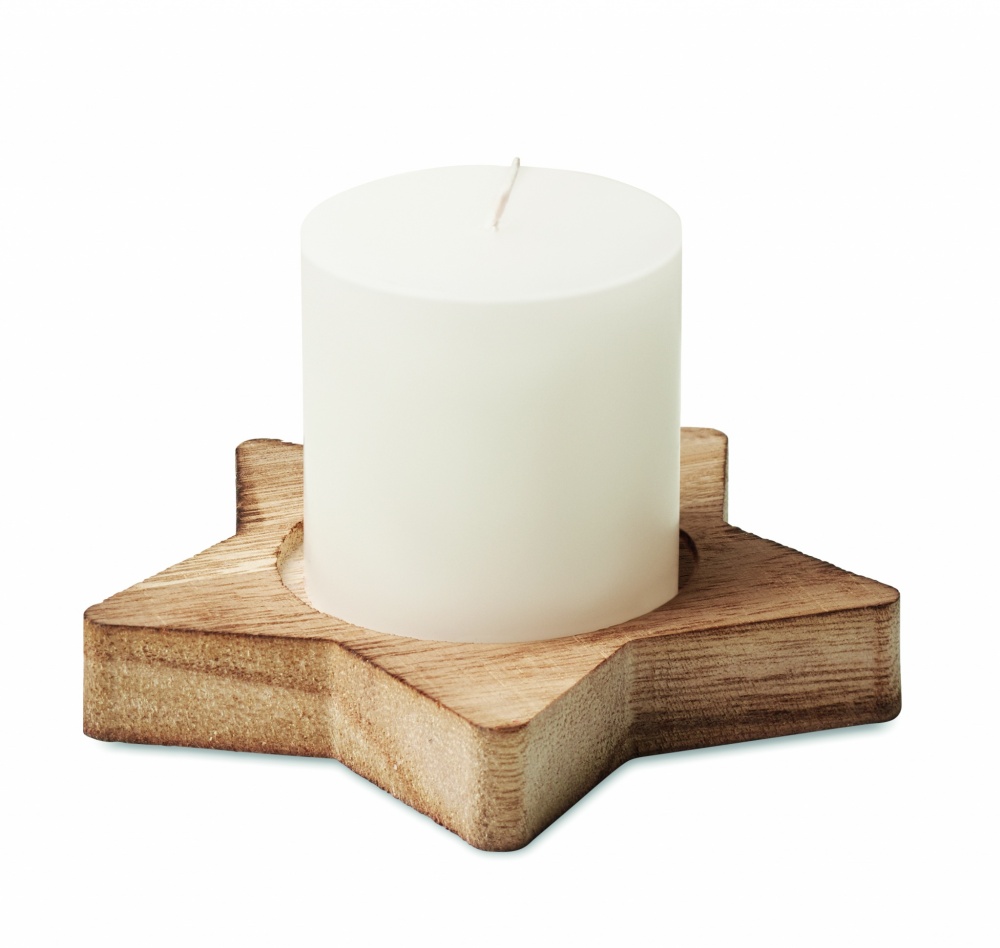 Logo trade advertising products image of: Candle on star wooden base