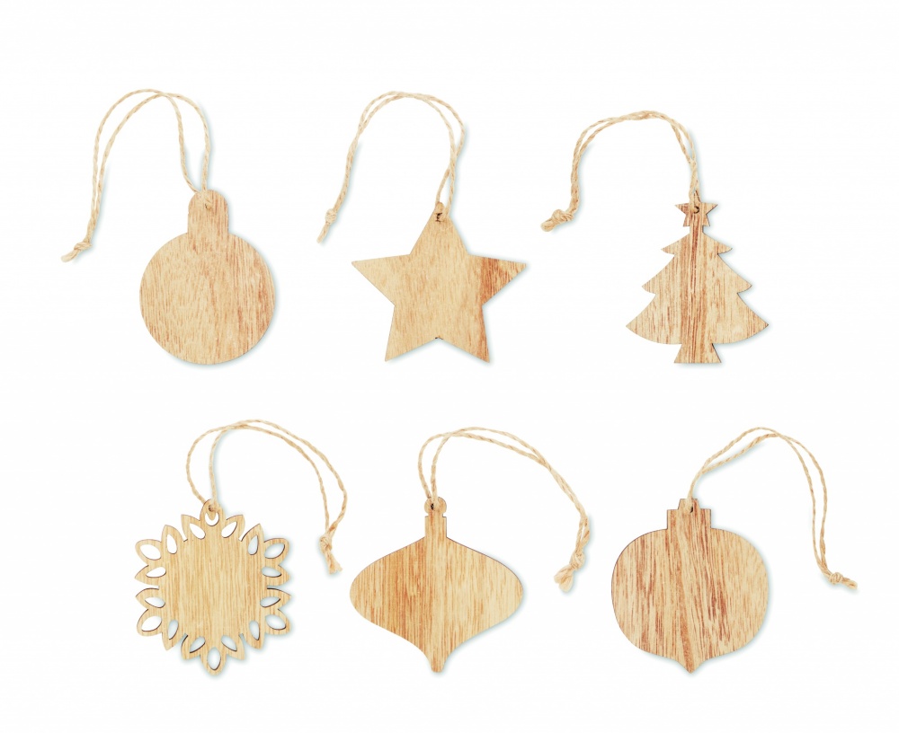 Logo trade promotional items picture of: Set of wooden Xmas ornaments