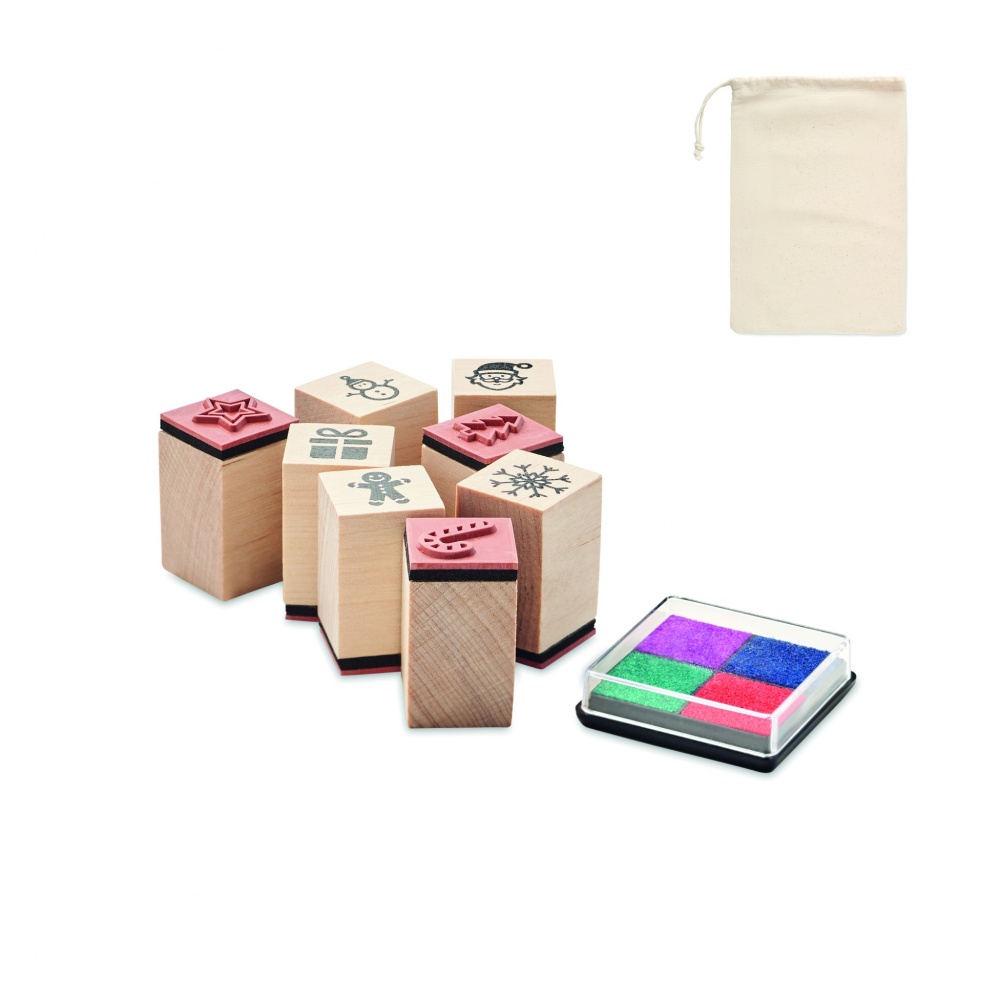 Logotrade promotional gift picture of: 8 wooden Christmas stamps set