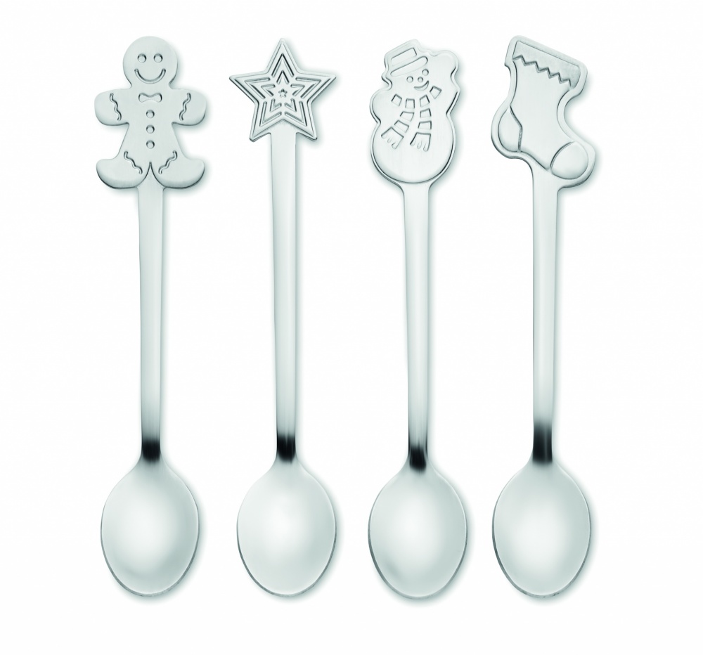 Logo trade promotional merchandise image of: Set of 4 Christmas tea spoon