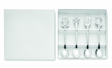 Logo trade business gifts image of: Set of 4 Christmas tea spoon