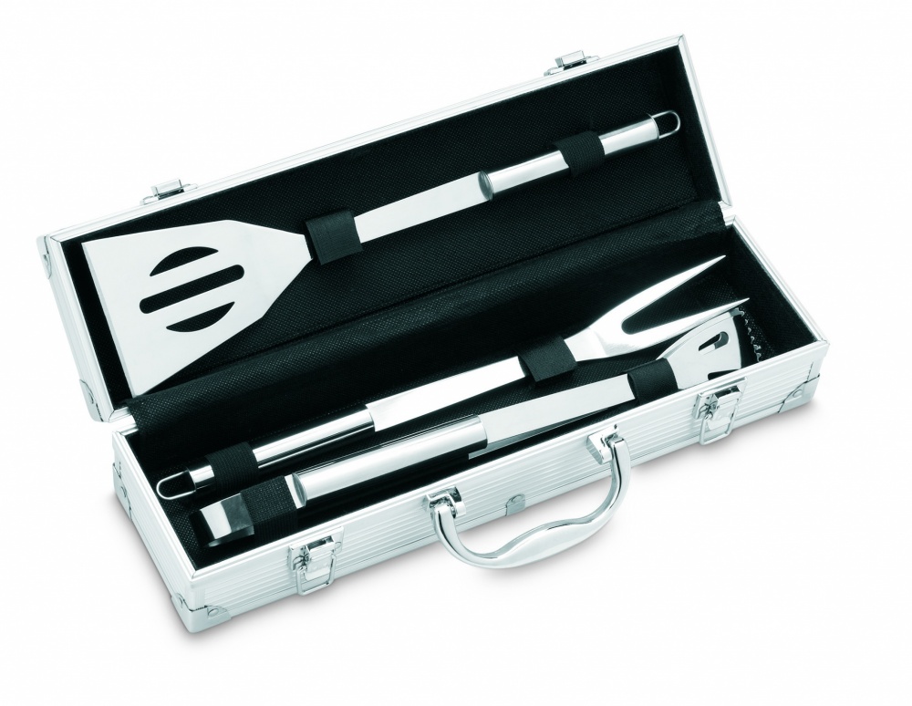 Logo trade promotional products picture of: 3 BBQ tools in aluminium case