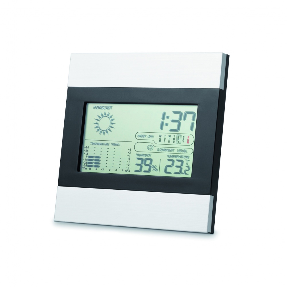 Logo trade promotional gifts image of: Weather station and clock