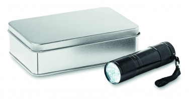 Logo trade corporate gifts picture of: LED torch in tin box