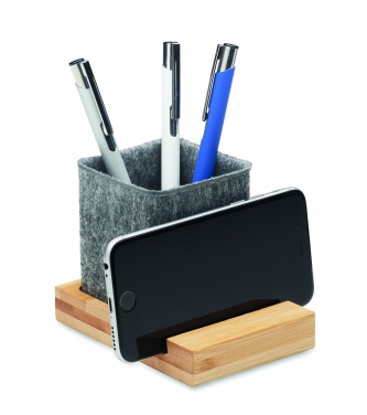 Logotrade promotional product picture of: RPET felt pen pot phone stand
