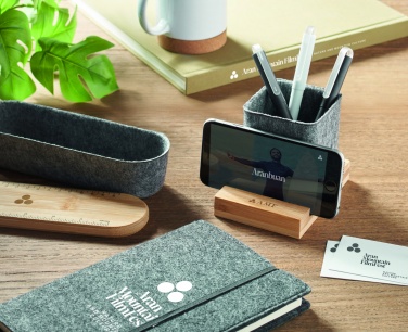 Logo trade promotional giveaways picture of: RPET felt pen pot phone stand