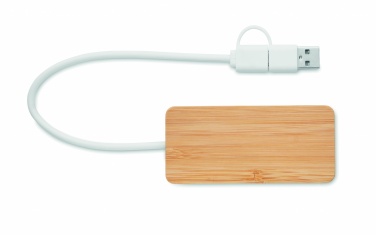 Logo trade promotional gifts picture of: Bamboo USB 3 ports hub