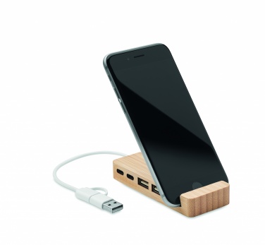 Logotrade promotional merchandise picture of: Bamboo USB 4 ports hub
