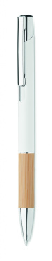 Logo trade promotional gifts image of: Ballpoint pen made of aluminum with a bamboo grip