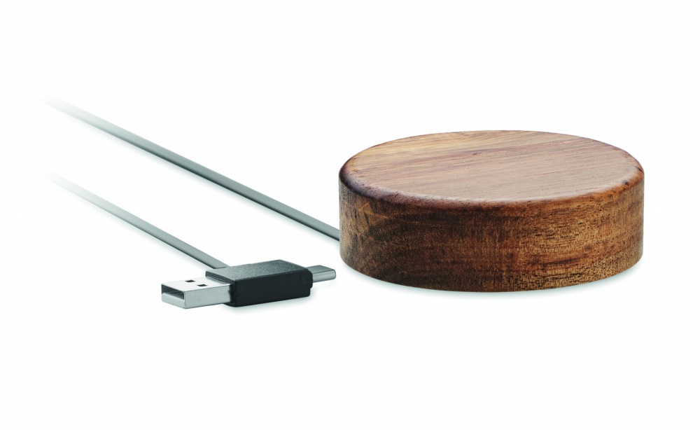 Logo trade advertising product photo of: Wireless charger in acacia 15W